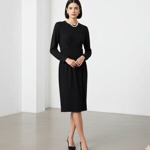 🖤 Moda International Wool Dress Ruched Vintage S ✨